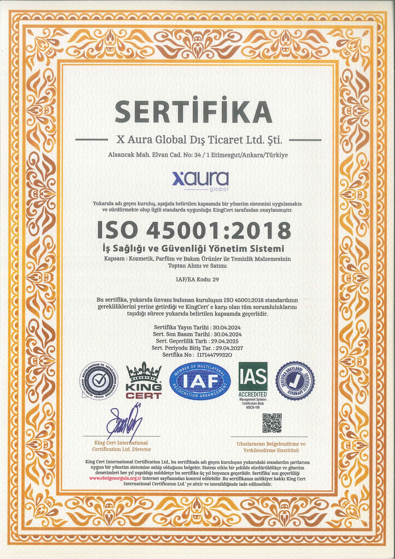 Xaura Global Sertifikalar 3