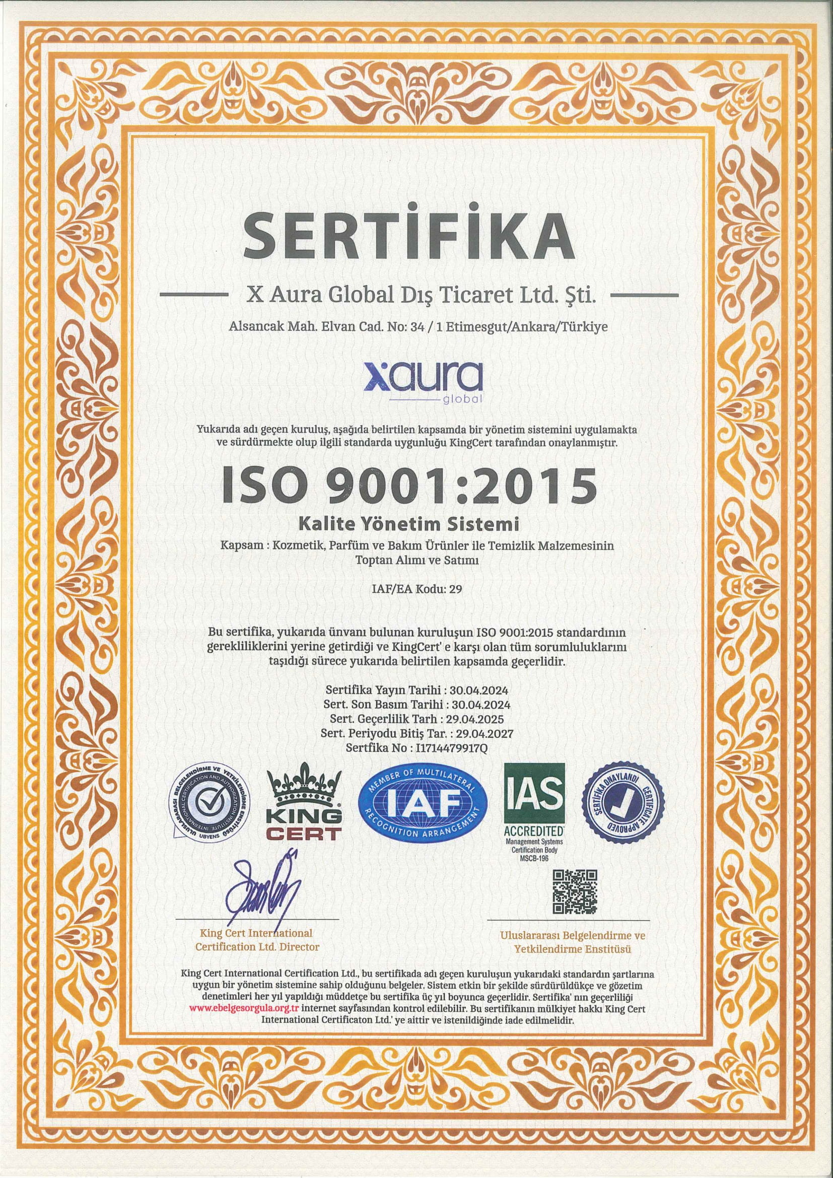 Xaura Global Sertifikalar 13